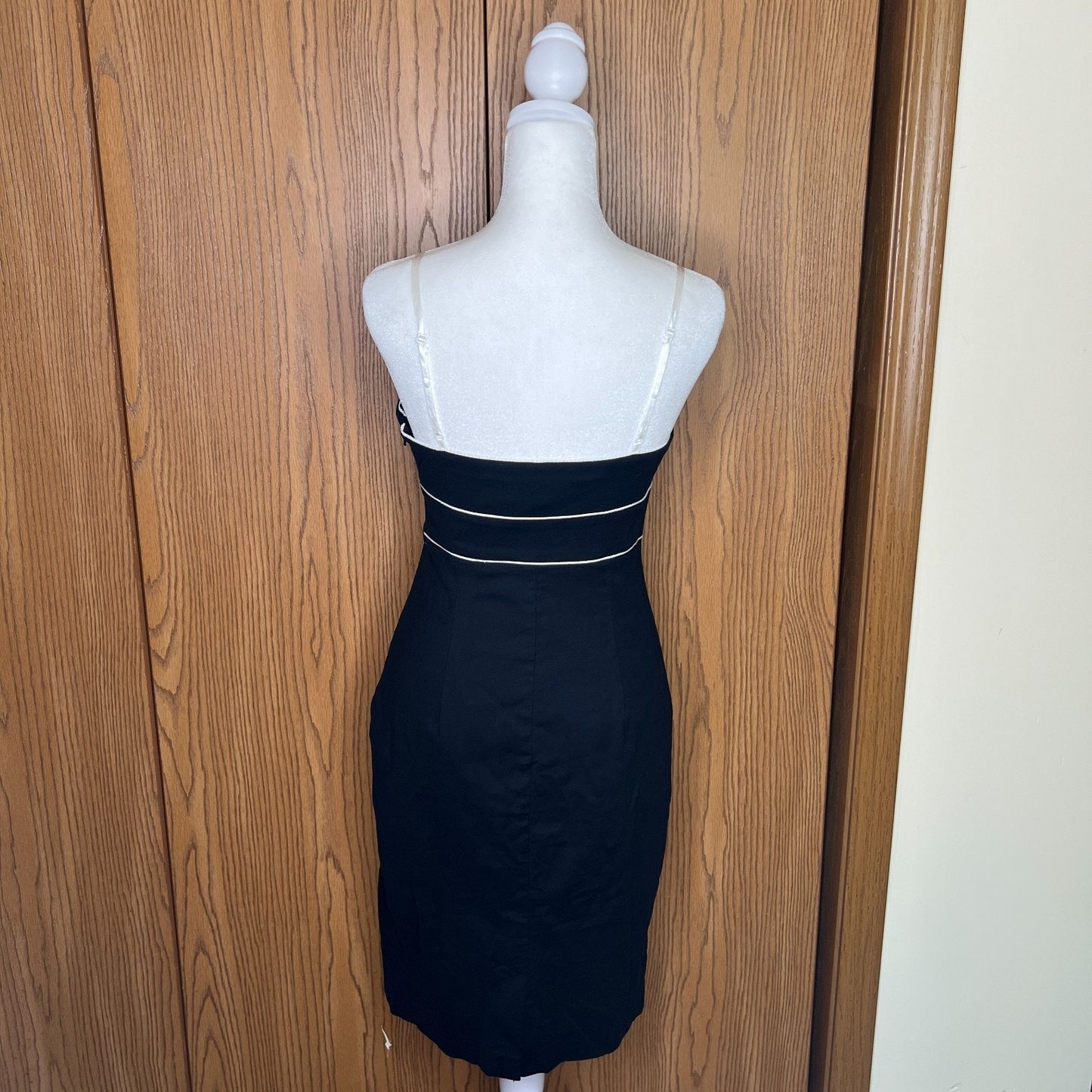 Vtg 90s Express Babydoll Dress 6 Black Satin Bow Coquette Romantic MInimalist