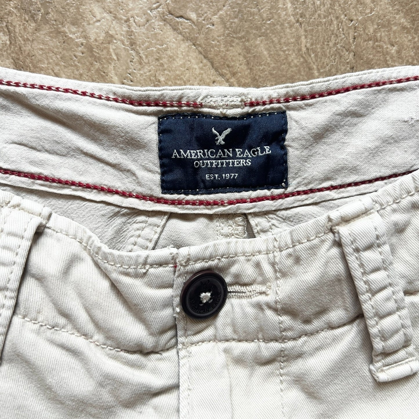 American Eagle Mens Cargo Shorts 28 Beige Baggy Skater Grunge