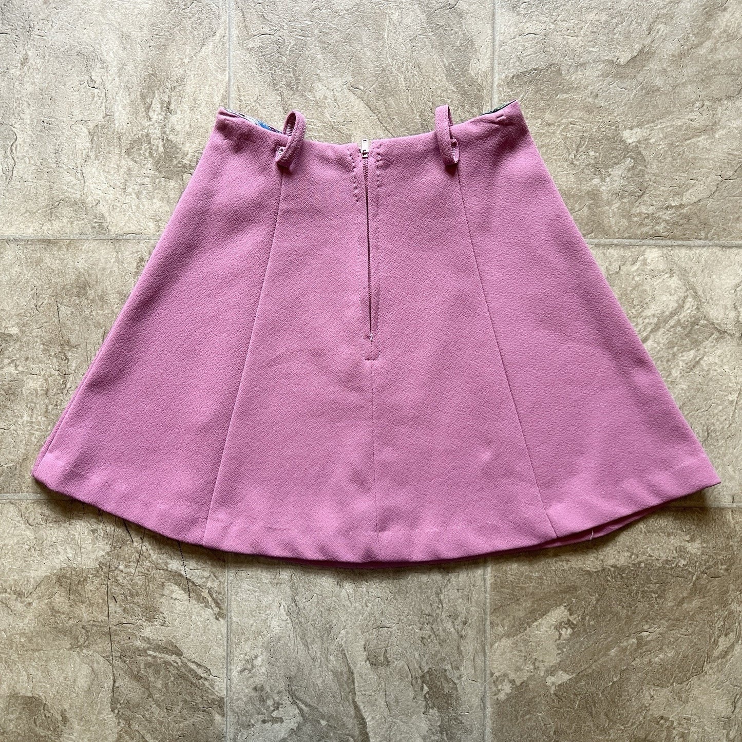 Vtg 70s Mini Skirt Bubblegum Pink Belt Loops Coquette Soft Girl Feminine Barbie