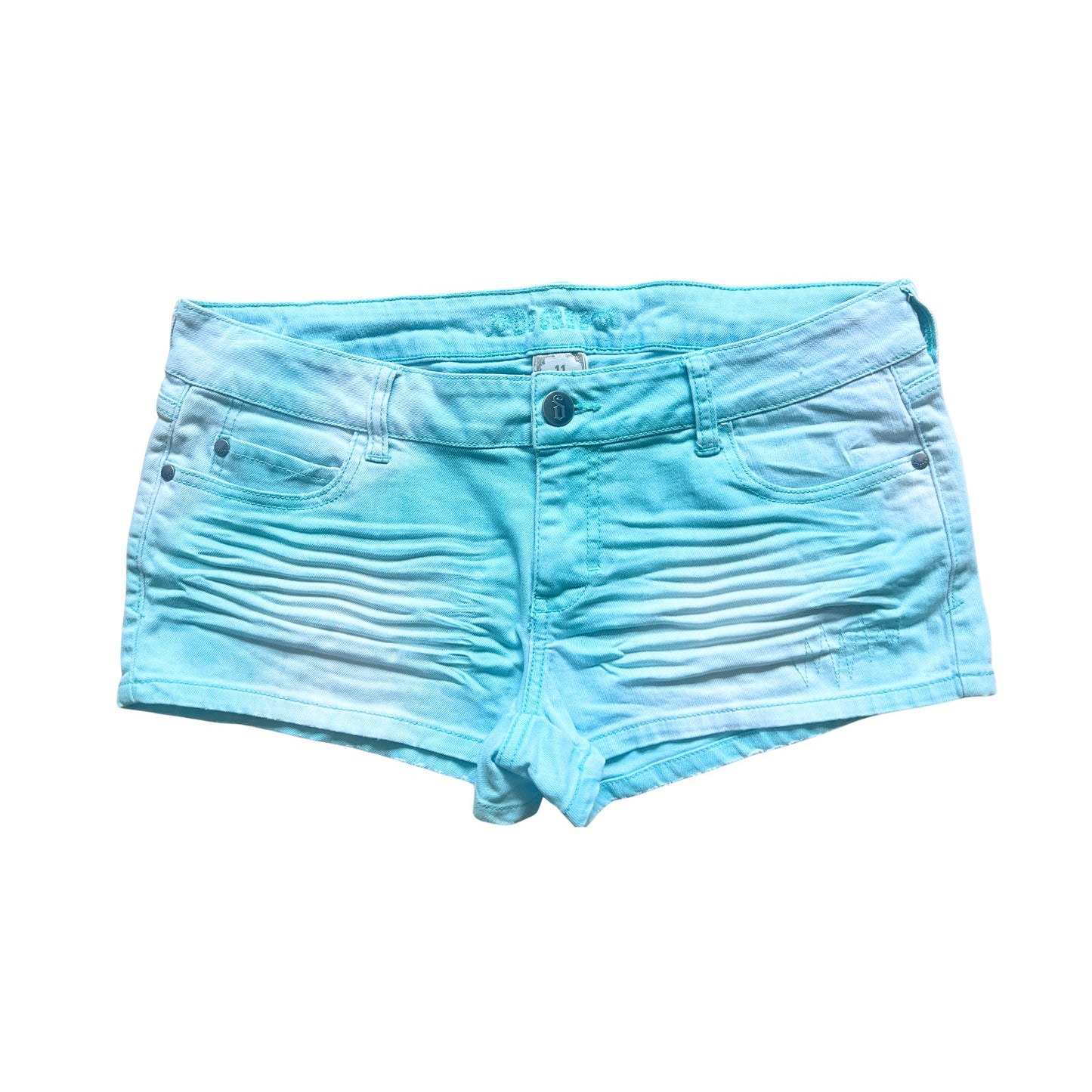 Decree Micro Mini Denim Shorts 11 Ice Blue Low Rise Y2K Festival Coconut Girl