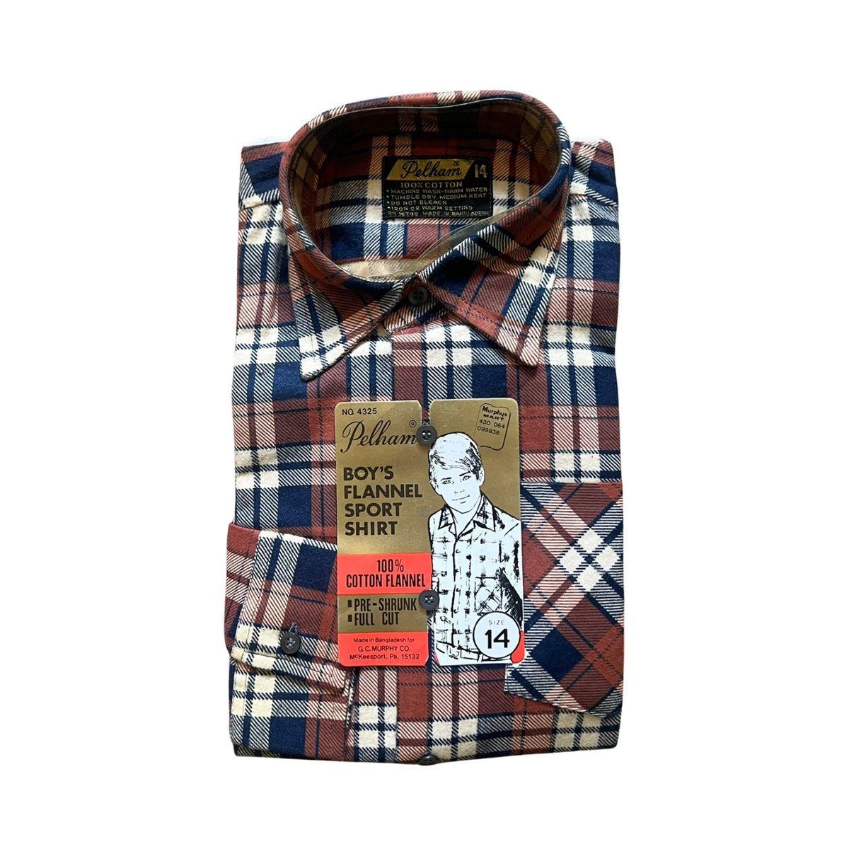 Vintage 60s Pelham Flannel Shirt Boys 14 Plaid Flannel Deadstock Autumn Classic