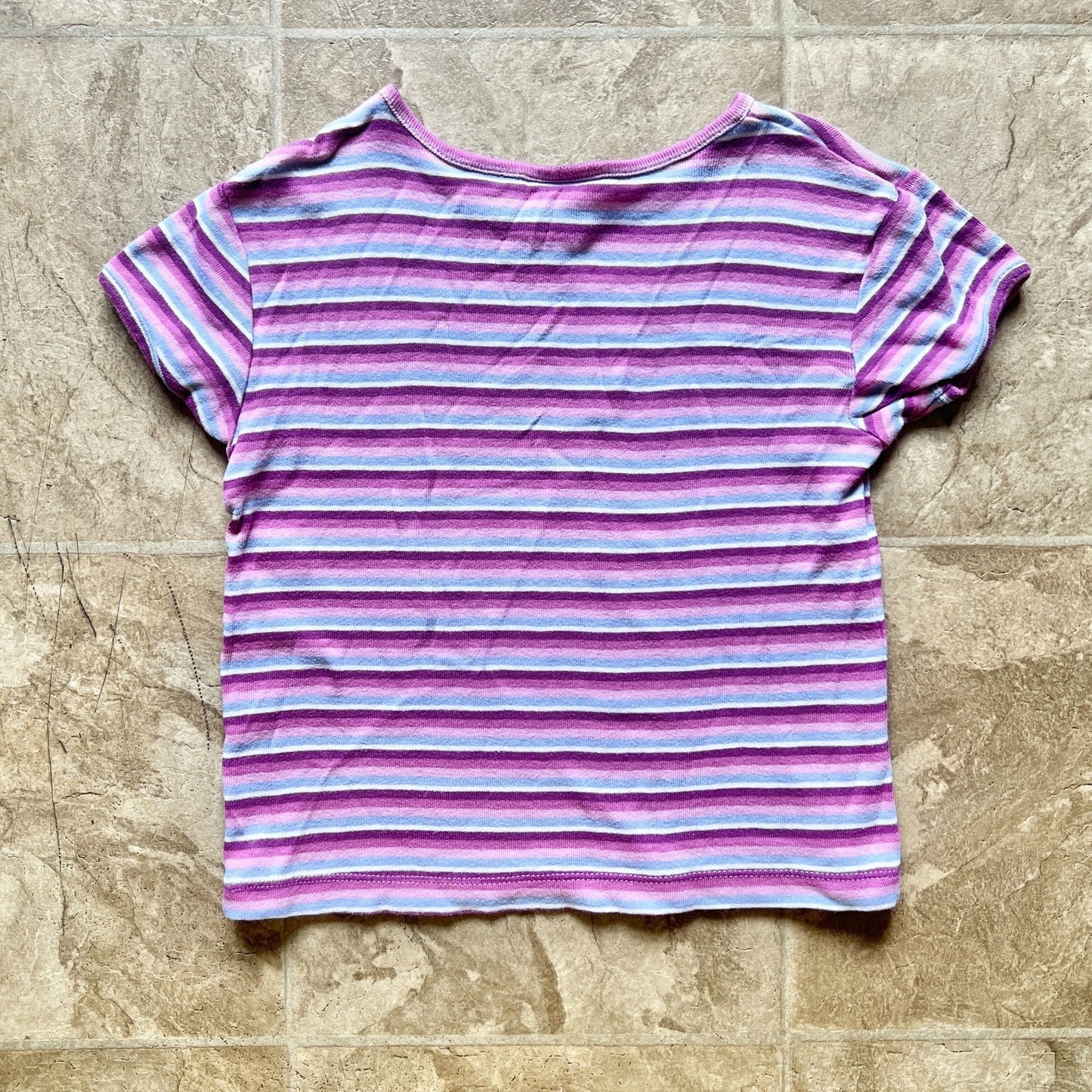 Vtg Y2K SO Girls Striped T-Shirt S (7-8) Pink Multi-color Preppy Retro Summer