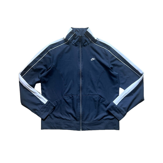 Vintage Nike Youth Track Jacket Size L Navy Blue Embroidered Logo Full Zip