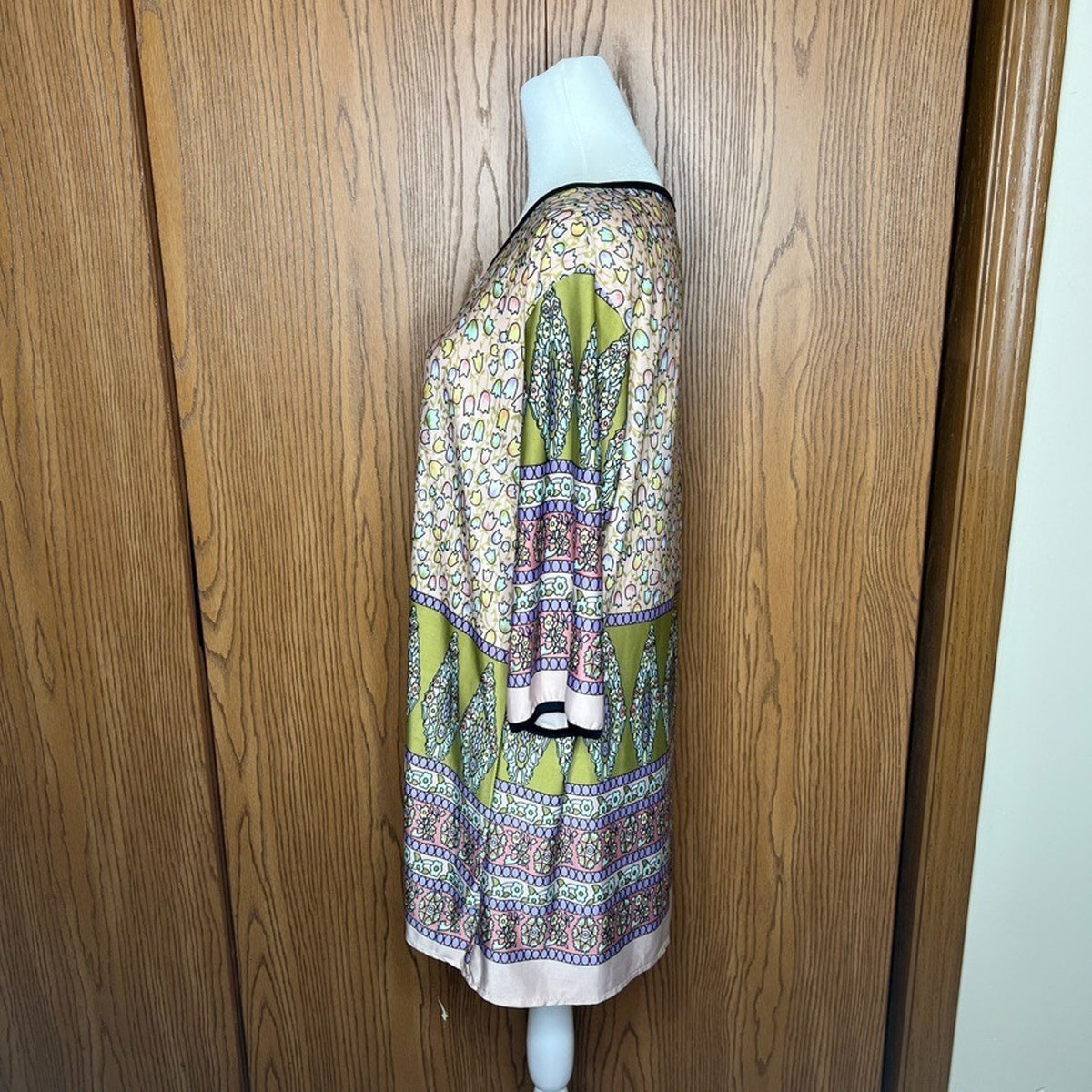 Vtg 90s Diane Von Furstenberg Dress Multi-color Floral Artsy Boho Mod Maximalist