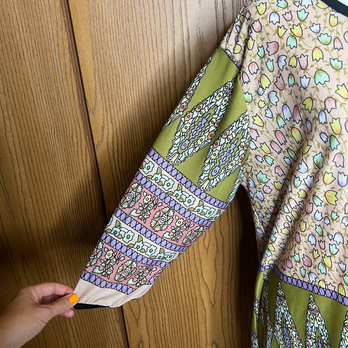 Vtg 90s Diane Von Furstenberg Dress Multi-color Floral Artsy Boho Mod Maximalist