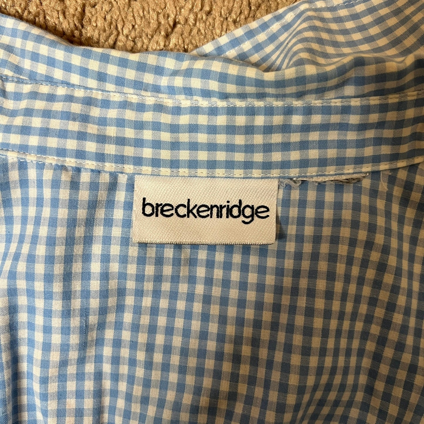 Vtg Breckenridge Embroidered Cat Button-up Gingham Cottage Whimsical Farmhouse