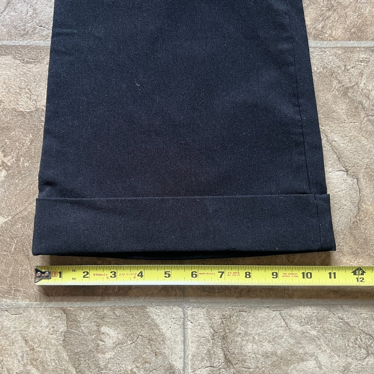 Vintage 90s Cleveland Street Womens Black Dress Pants Size 9 Wide Leg Flare Low Rise Cuffed Bottoms
