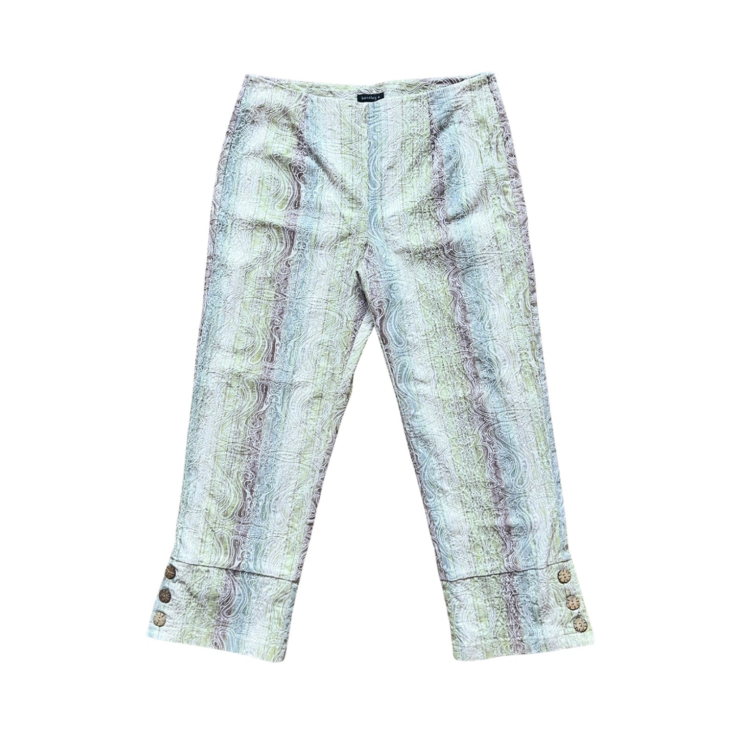 Vtg Y2K Capri Pants Multi-color Embroidered Wooden Buttons Fairy Boho Whimsical