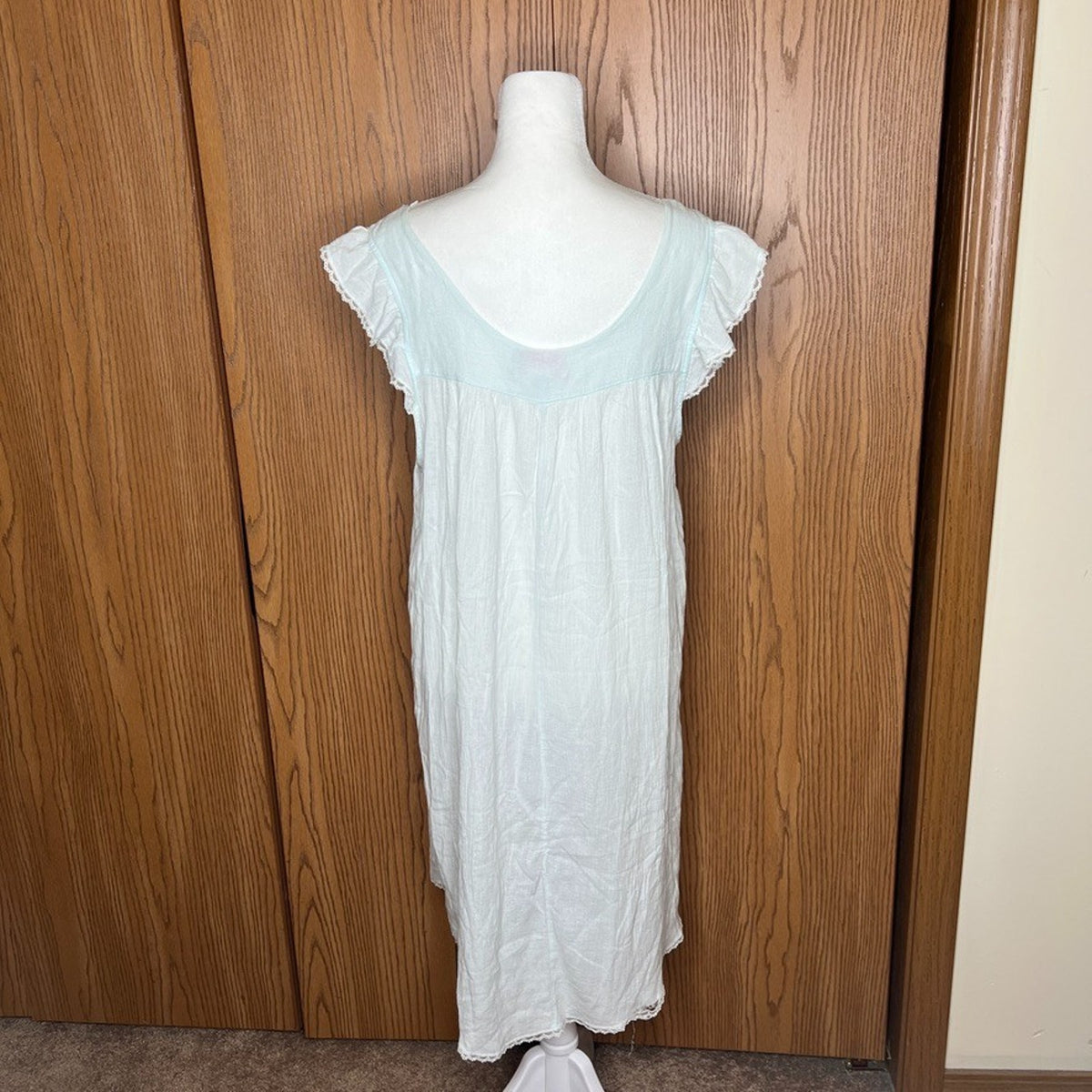 Vtg 90s Moon Dance Nightgown L Blue Rosettes Lace Sheer Coquette Fairy Dainty