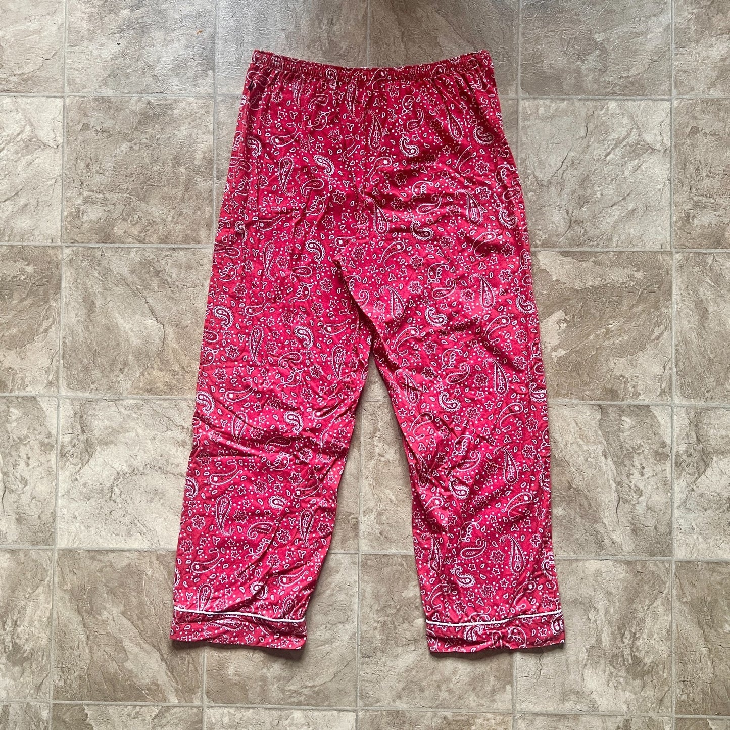 Tommy Hilfiger Womens Pajama Pants Size M Red Paisley Bandana Print Sleepwear Loungewear