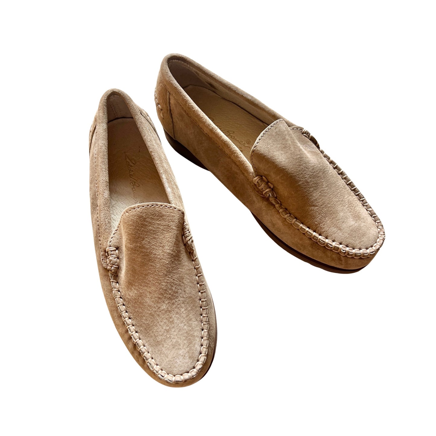 Vg 90s Eddie Bauer Suede Moccasin Loafers Tan Brown Classic Preppy Old Money