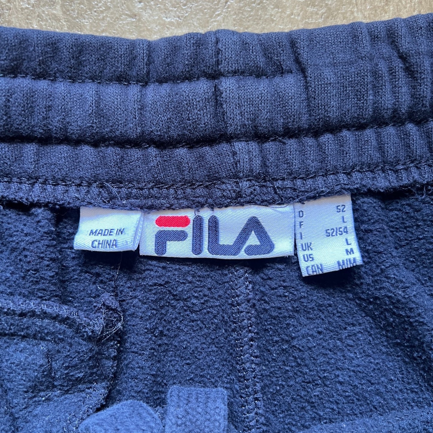 Vintage Y2K FILA Mens Jogger Sweatpants M Navy Logo Athleisure Sporty Loungewear