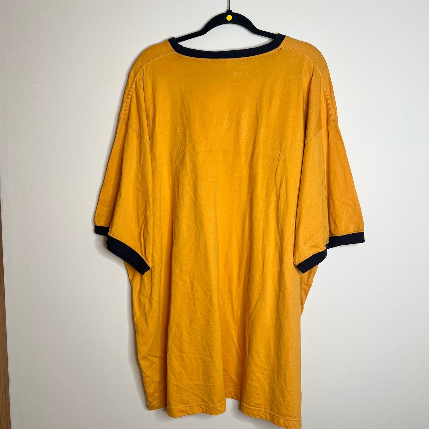 Vtg Y2K Faded Glory Mens Ringer T-Shirt 3XL Yellow Baggy Skater Sporty Grunge