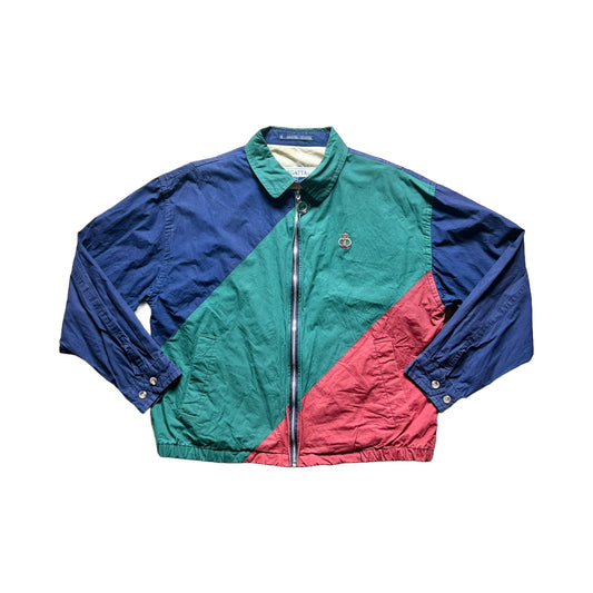 Vintage 90s Regatta Sport Mens Bomber Jacket Size M Multi-color Colorblock Embroidered Full Zip