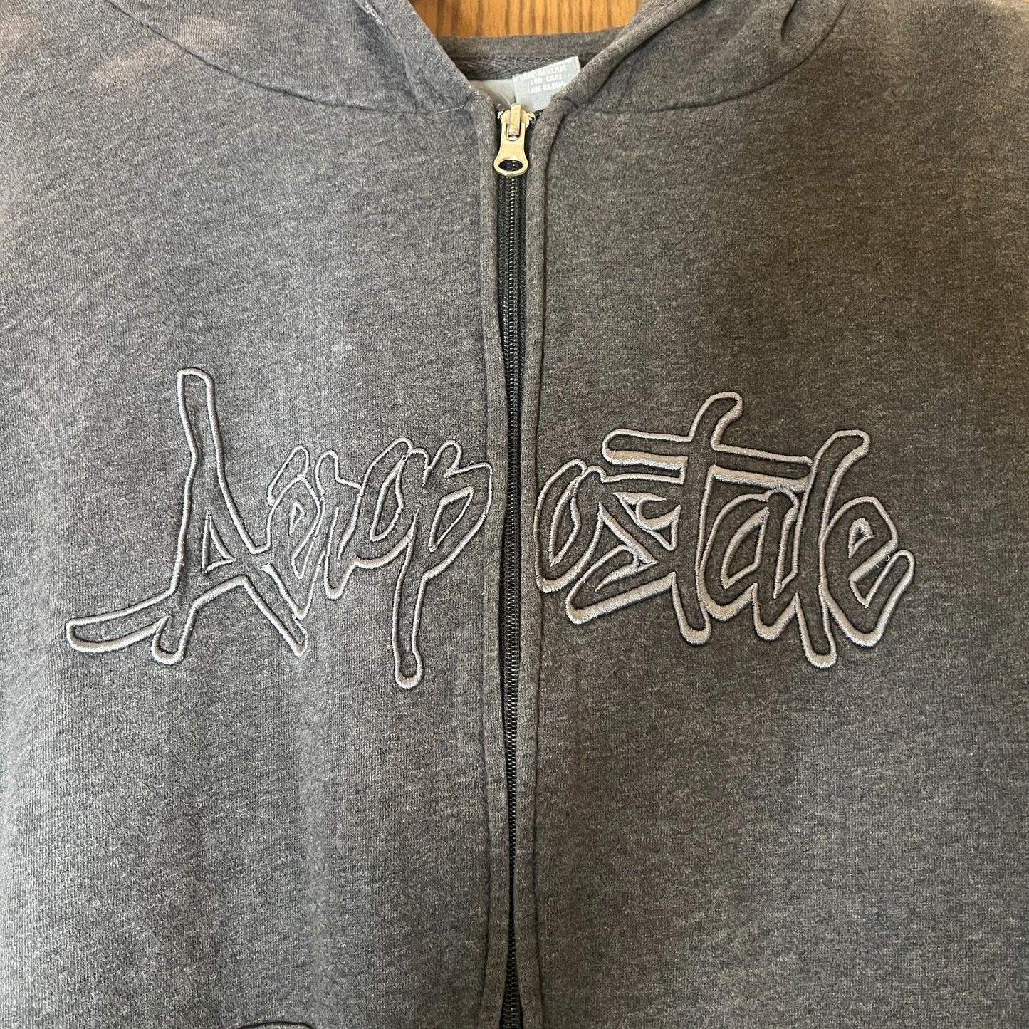 Vintage Y2K Aeropostale Mens Jacket Size XL Charcoal Gray Full Zip Hooded Skater Grunge