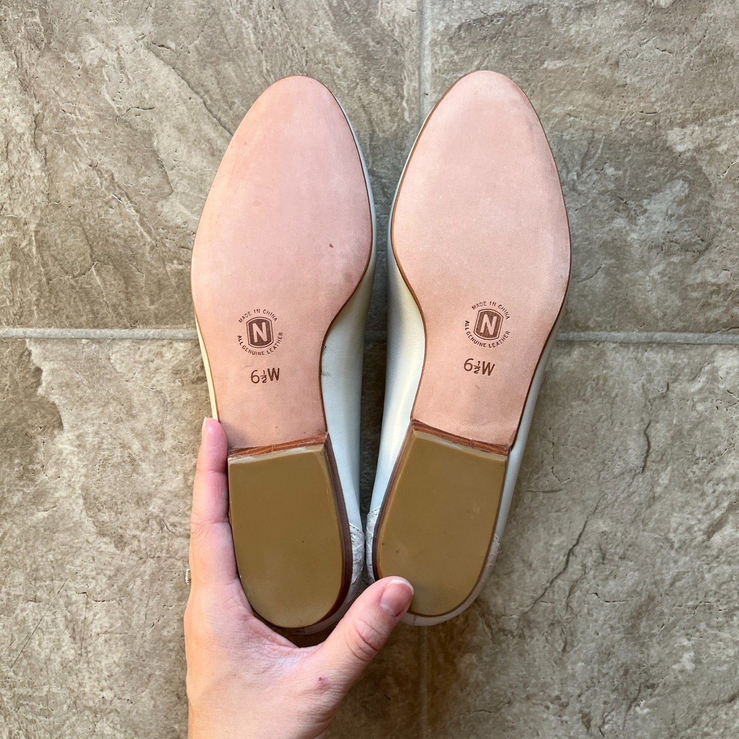 Vtg 90s Nordstrom Loafer Flats Ivory Crocodile Leather Old Money Preppy Classic