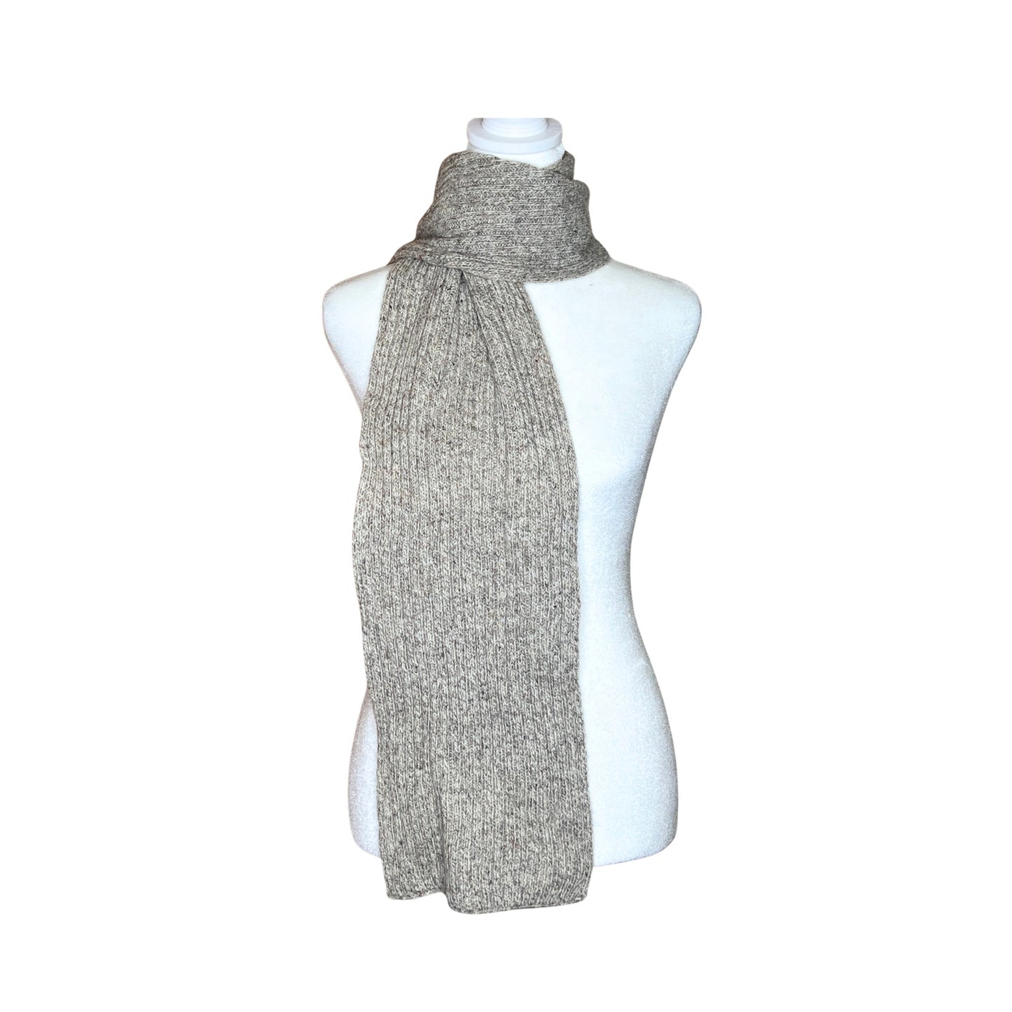Wool Blend Ribbed Knit Scarf Gray Beige Minimalist Cozy Classic Fall Winter