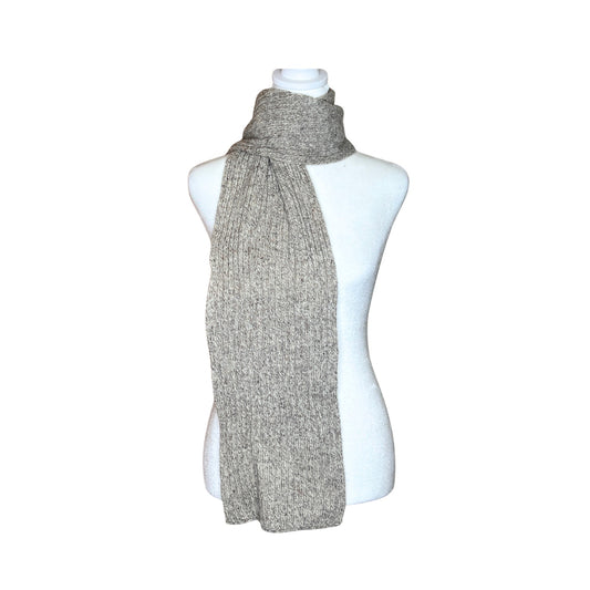 Wool Blend Ribbed Knit Scarf Gray Beige Minimalist Cozy Classic Fall Winter
