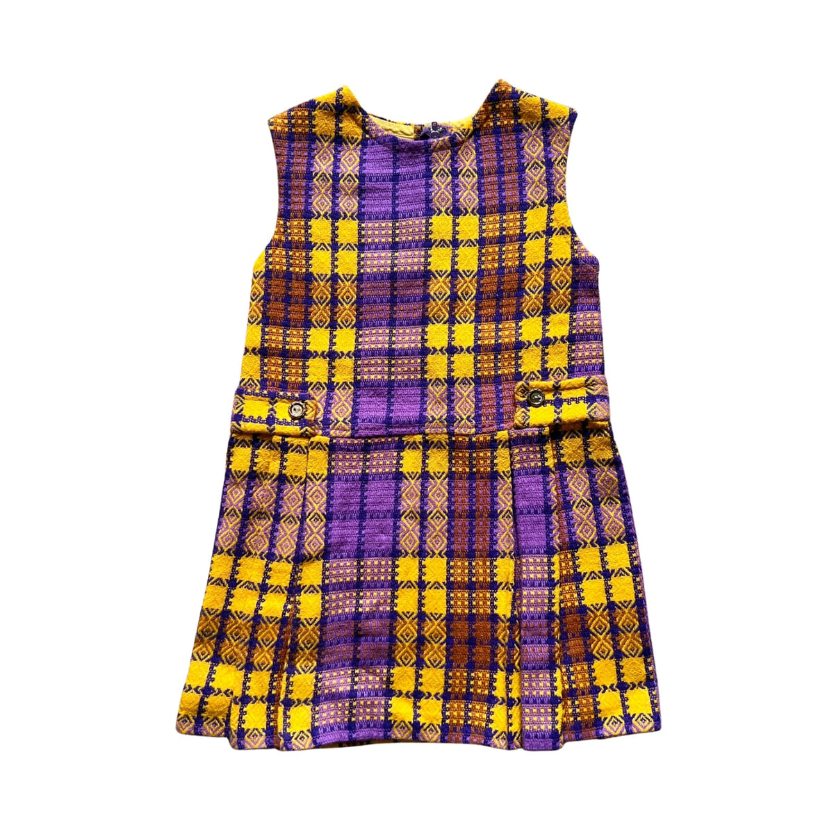 Vtg 60s Girls Tartan Plaid Jumper Dress Mod Twiggy Preppy Academia Schoolgirl