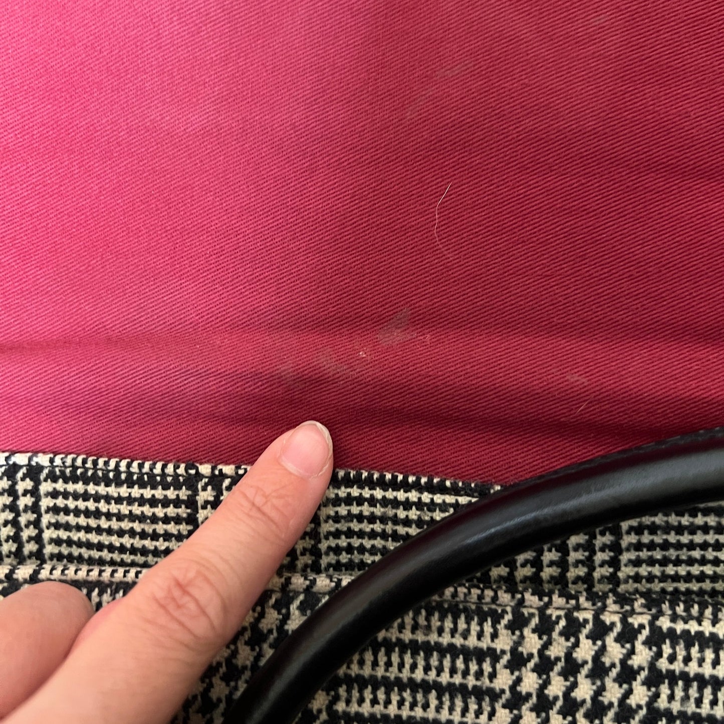 Vtg Y2K Wilson's Leather Baguette Shoulder Bag Plaid Red Lining Classic Office Minimalist