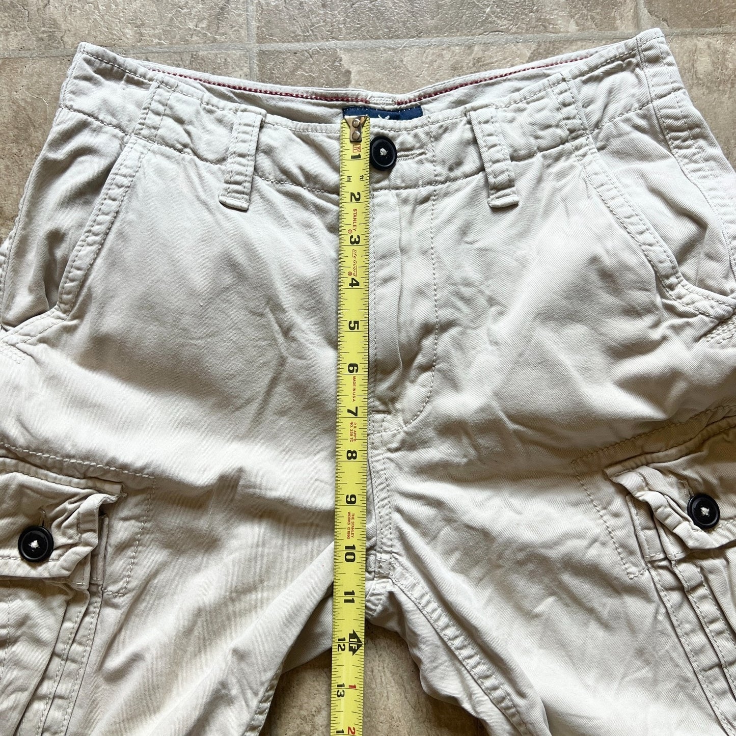 American Eagle Mens Cargo Shorts 28 Beige Baggy Skater Grunge