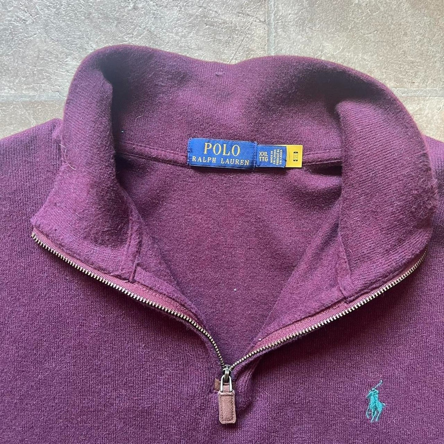Polo Ralph Lauren Mens 1/4 Zip Sweater Size XXL Burgundy Purple Embroidered Pony Logo