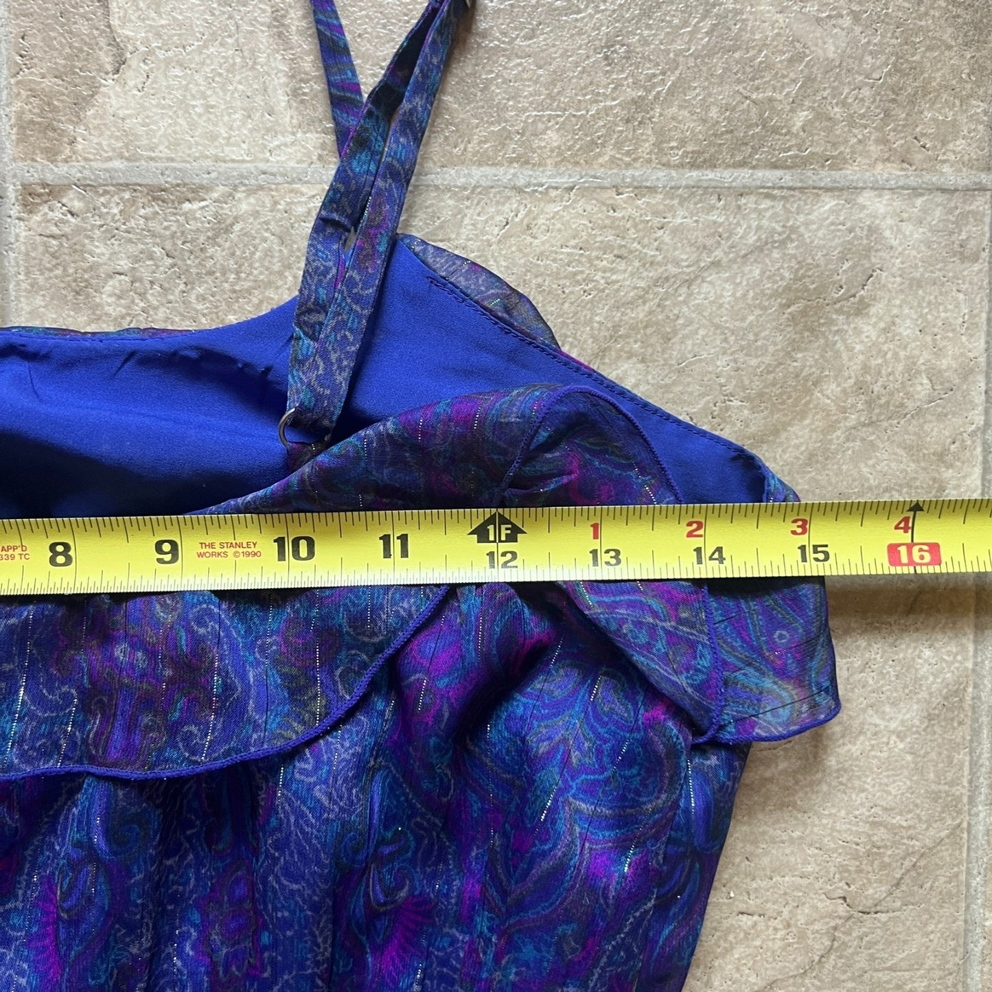 Express Womens Maxi Dress Size XS Blue Purple Paisley Metallic Stripe