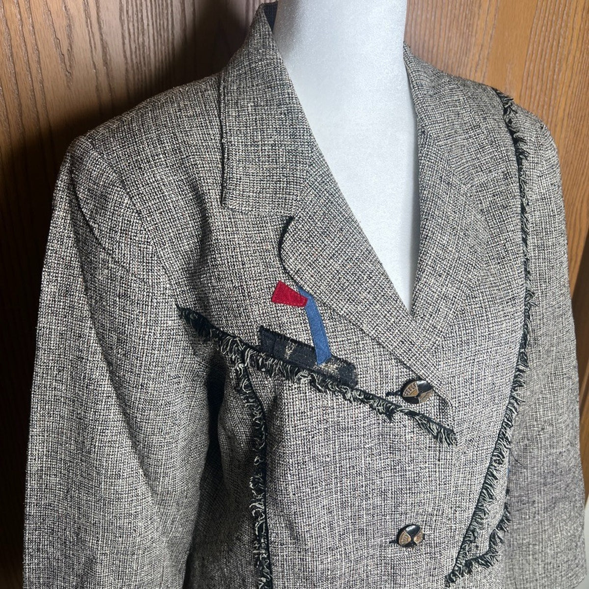 Vtg 90s Canvasbacks Tweed Art to Wear Jacket 8 Artsy Mixed Media Eclectic Funky