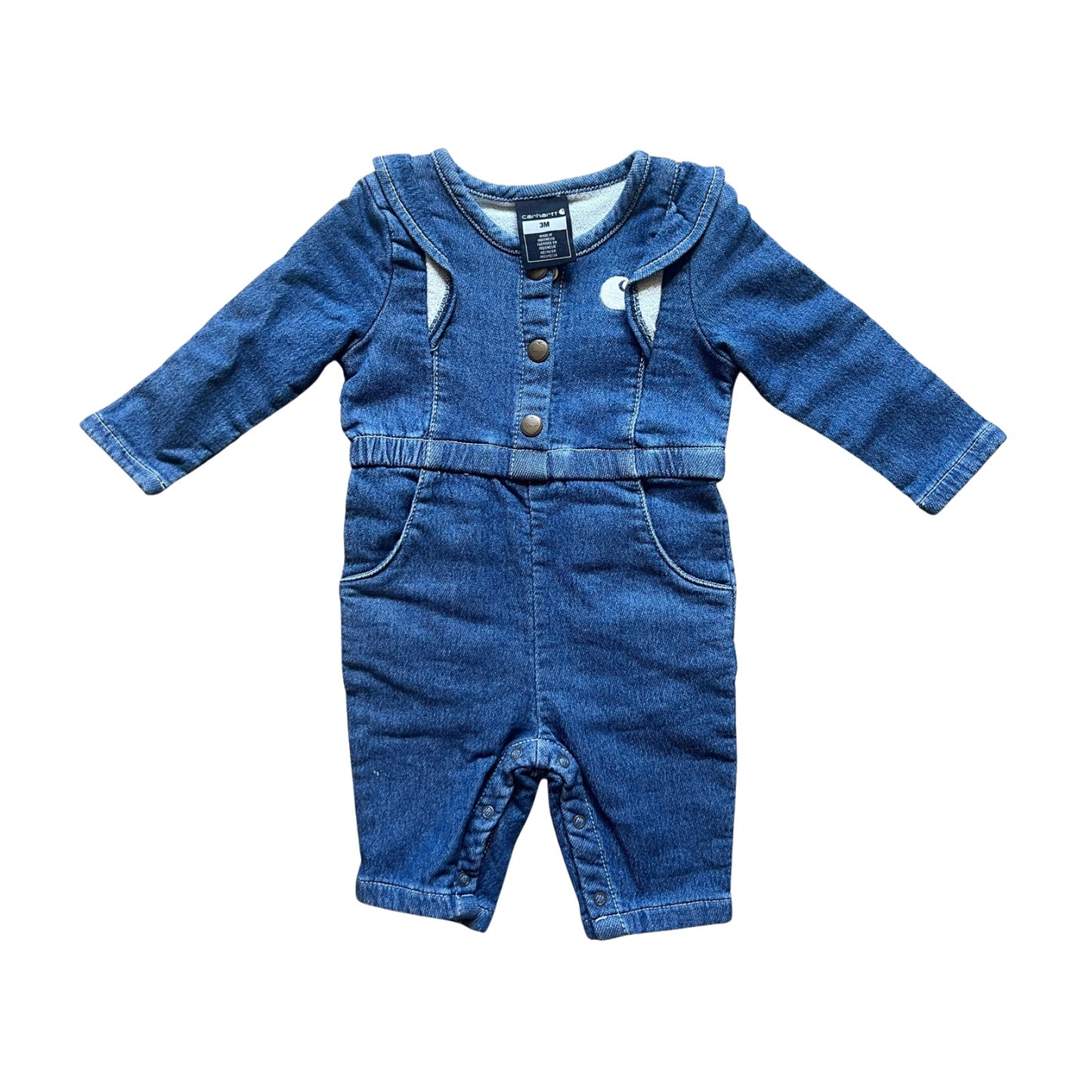 Carhartt Knit Denim Jumpsuit Coveralls 3 Months Classic Utility Outdoor Western
