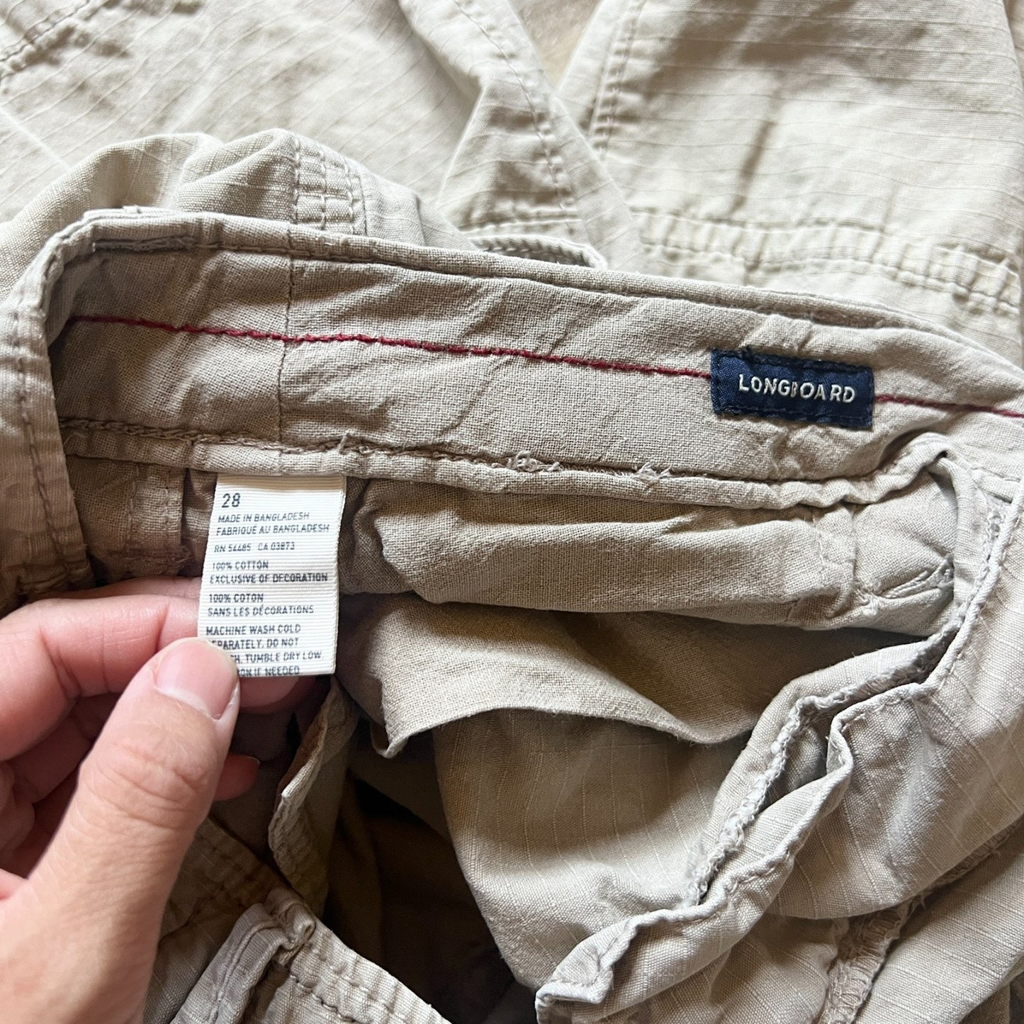 American Eagle Mens Longboard Cargo Shorts Size 28 Tan Baggy