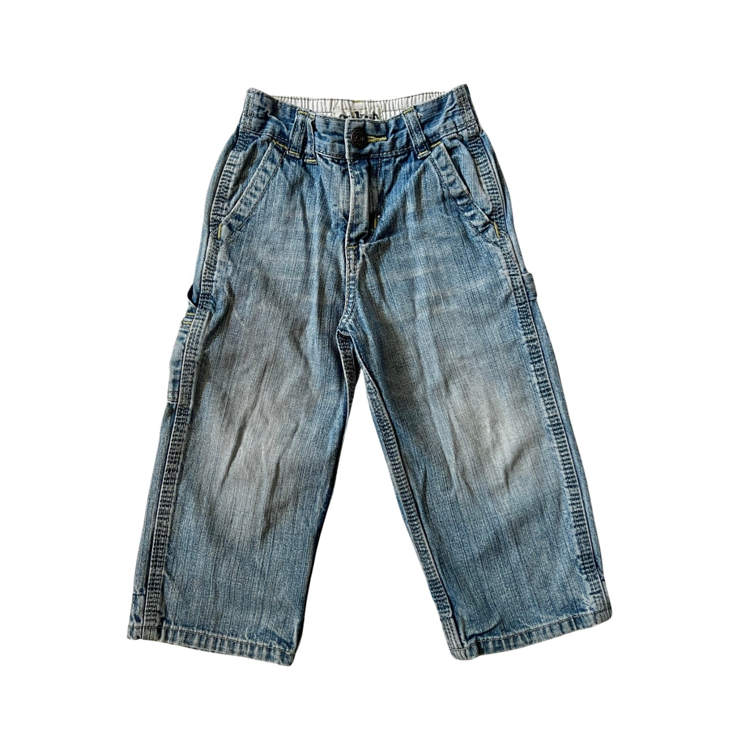 Vtg 90s OshKosh Toddler Cargo Carpenter Jeans 3T Baggy Skater Grunge Urban Punk