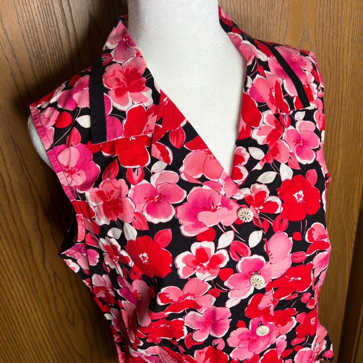 Vtg Y2K Scarlett Floral Sleeveless Top 12P Resort Vacation Mod Artsy Statement