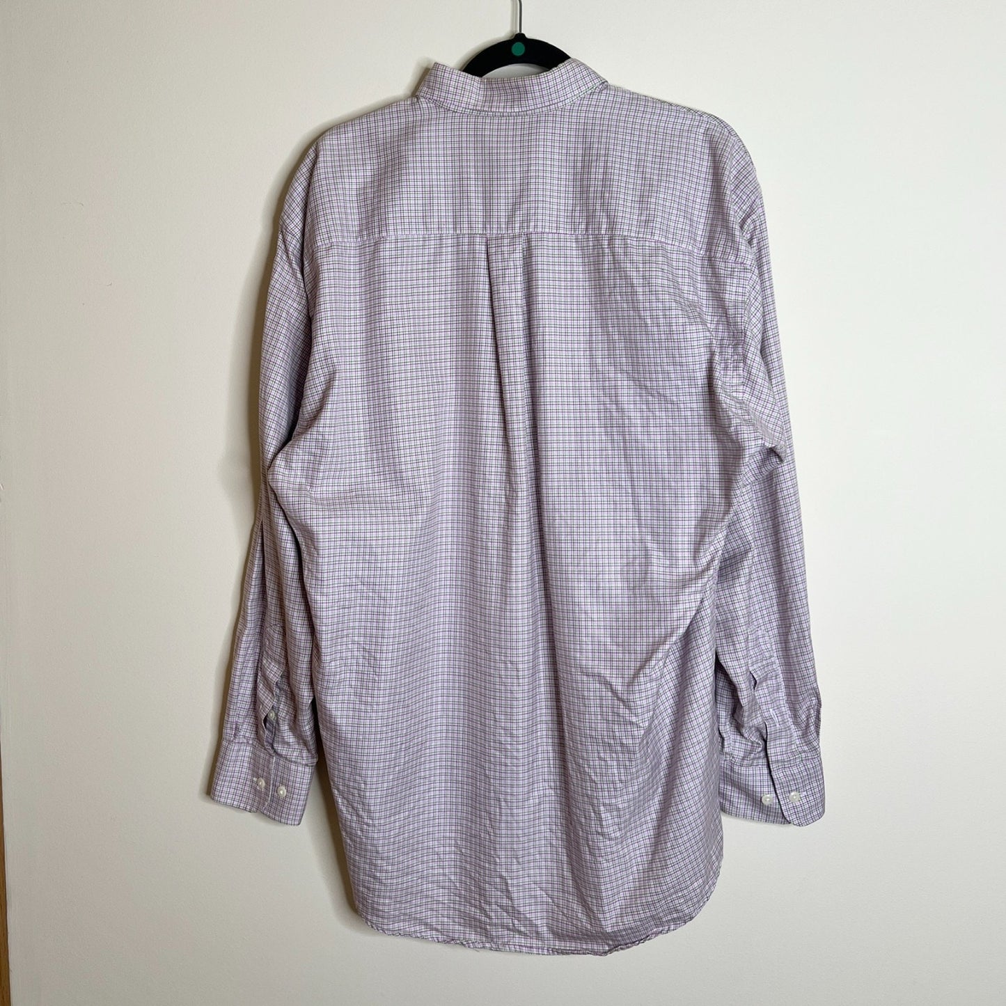 Vtg Burberry London Button-down Shirt L Plaid Purple Green Preppy Classic Career