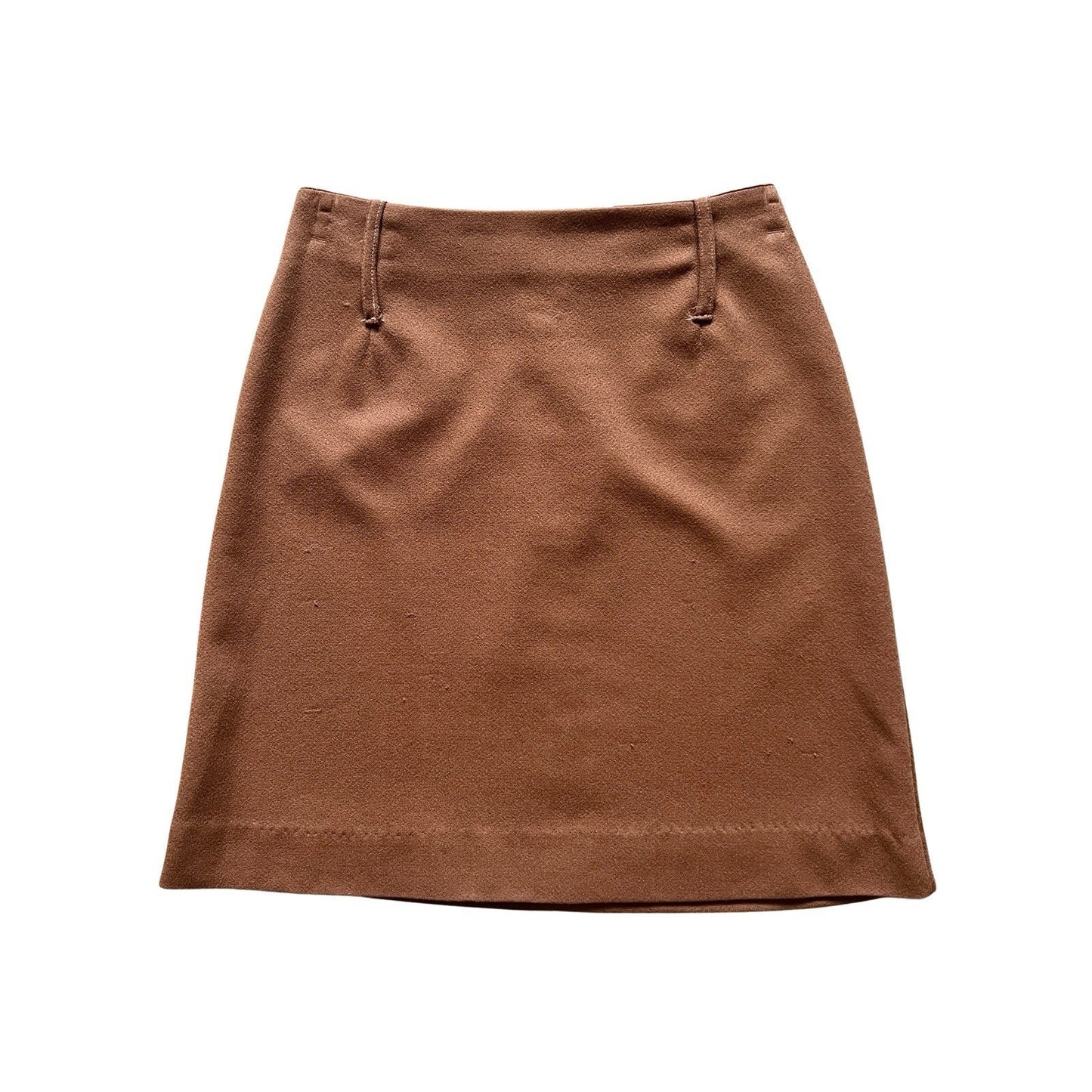 Vtg 70s Mini Skirt Camel Brown Belt Loops Academia Indie Western Classic Preppy