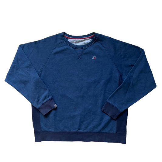Vtg Russell Athletic Mens Sweatshirt Blue Embroidered Fleece Retro Preppy Sporty