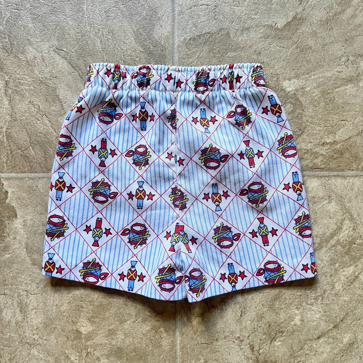 Vintage 80s Buster Brown Shorts 3T Drum Major All Over Print Patriotic Americana