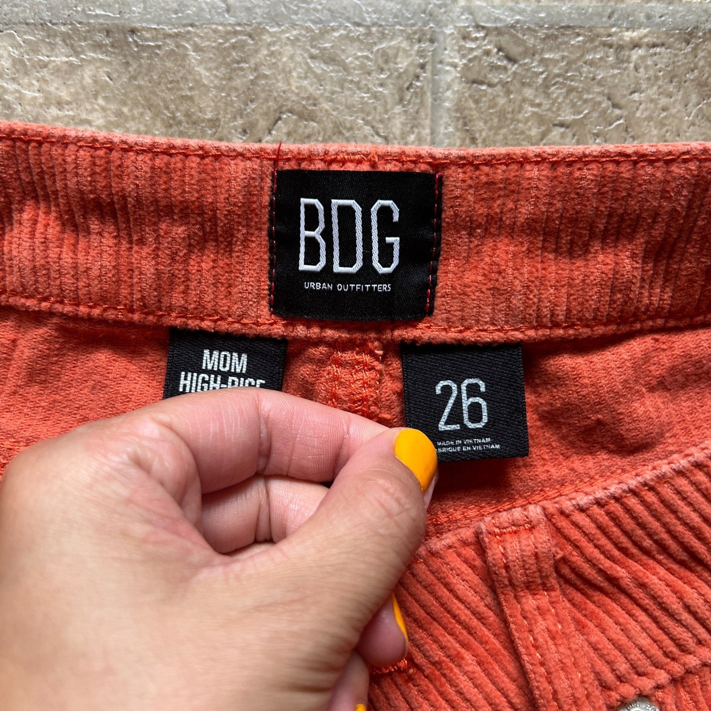 BDG Urban Outfitters Mom High Rise Corduroy Pants 26 Orange Fall Indie Sleaze