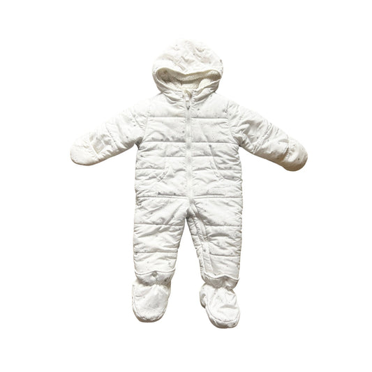 OshKosh B'Gosh Baby Toddler Puffer Snowsuit Size 18M White Sherpa Lined Hooded