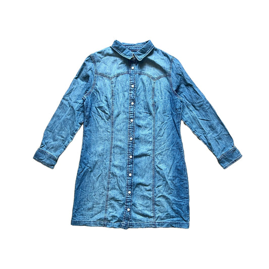Vintage 90s Lee Womens Denim Dress Size L Western Cottagecore Classic