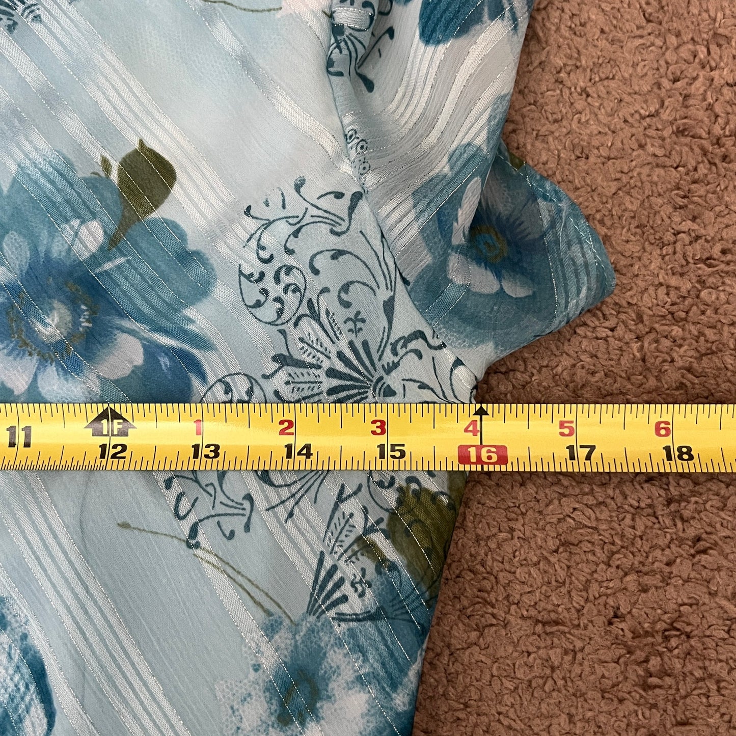 Vtg 90s R&M Richards Midi Dress Size 12P Blue Floral Fairy Whimsical Romantic