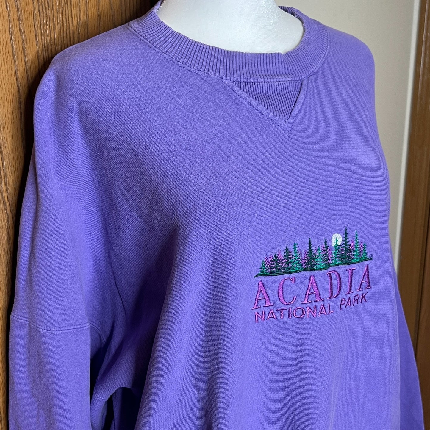 Acadia National Park Sweatshirt Purple Embroidered Outdoor Granola Girl Nature