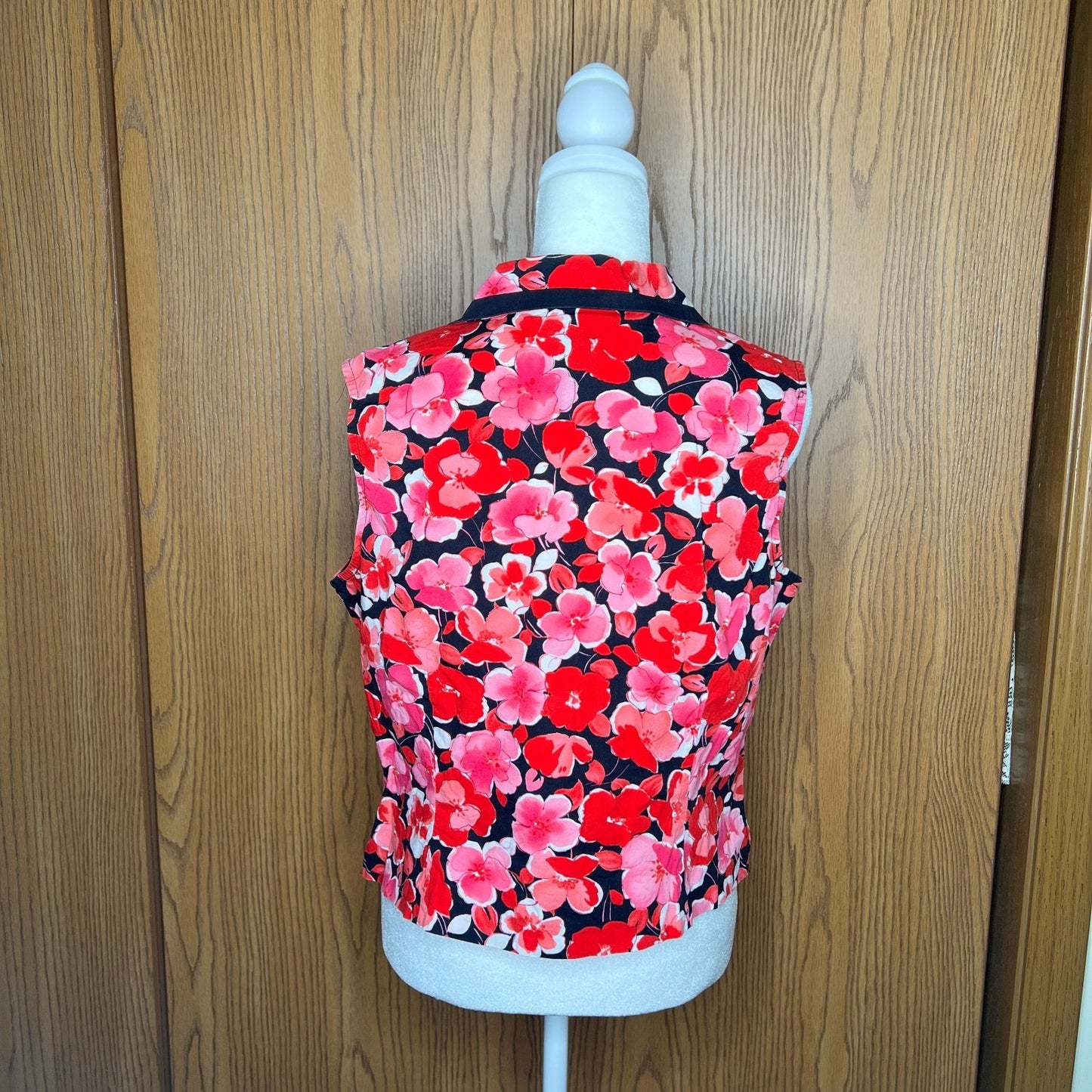 Vtg Y2K Scarlett Floral Sleeveless Top 12P Resort Vacation Mod Artsy Statement
