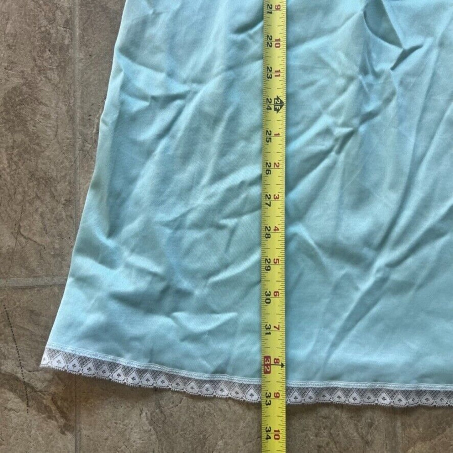 Vintage 60s Babydoll Slip Dress M Blue Lace Trim Coquette Fairy Dainty Feminine