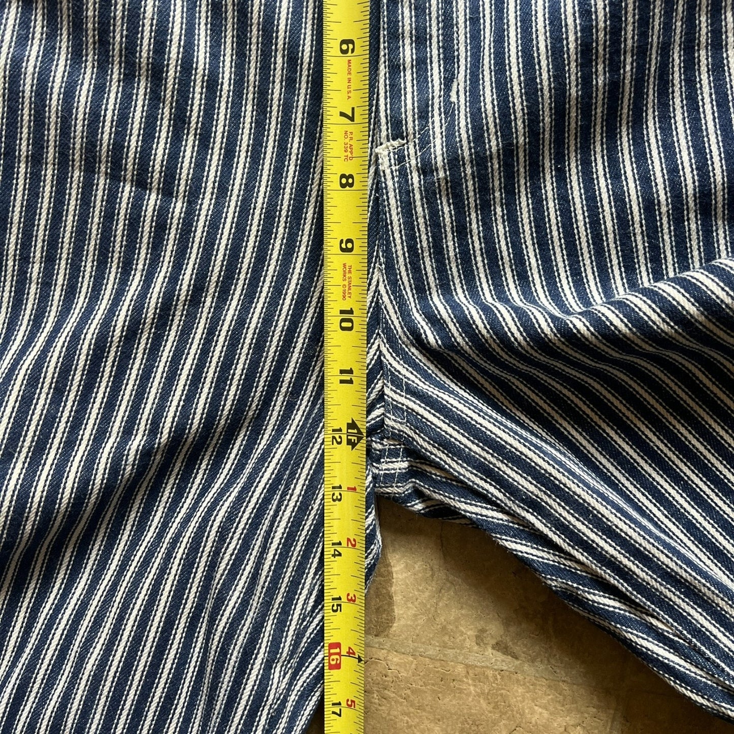 Vintage 90s Lizwear Womens Striped Denim Pants High Waisted Straight Leg Blue White Nautical Coastal