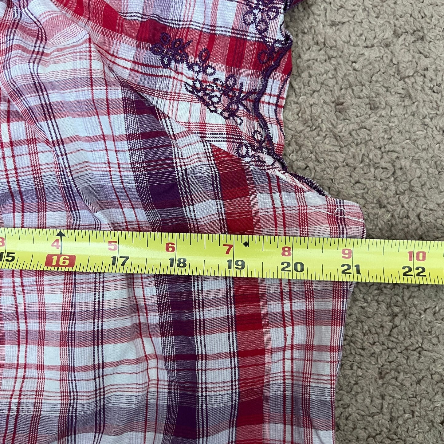 Vtg Y2K Fashion Bug Plaid Top Size 1X Embroidered Feminine Preppy Twee Romantic