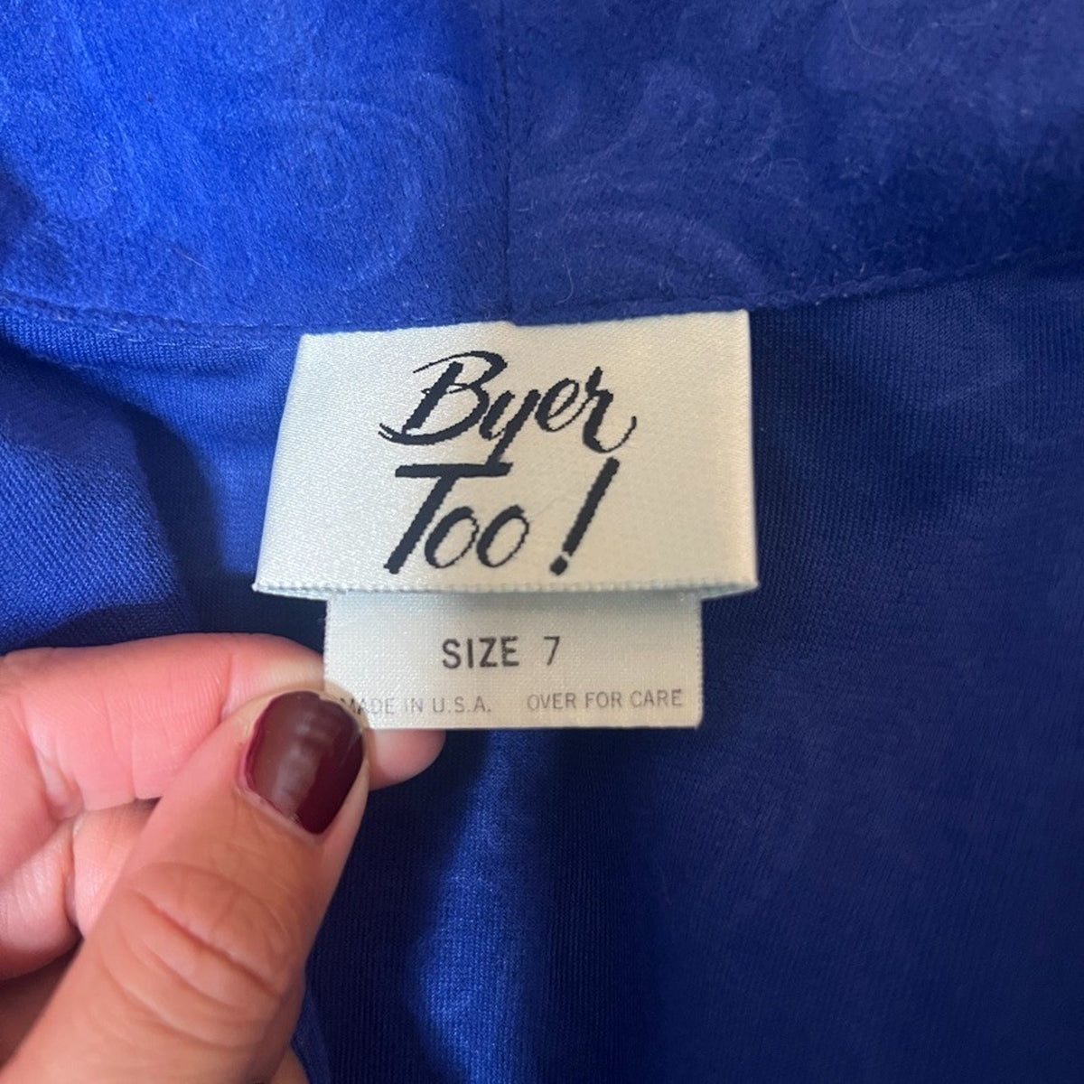 Vtg 80s Byer Too Royal Blue Blazer Floral Peplum Formal Office Retro Rockabilly