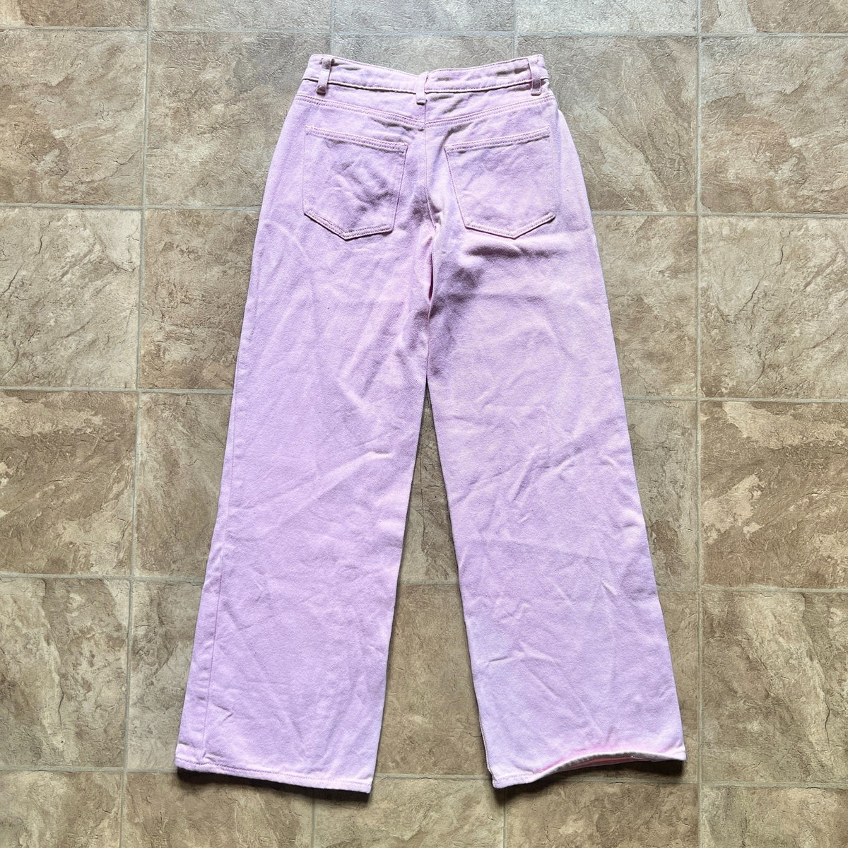 Edikted Bubblegum Pink Denim Jeans XS Wide Leg High Rise Y2K Coquette Soft Girl