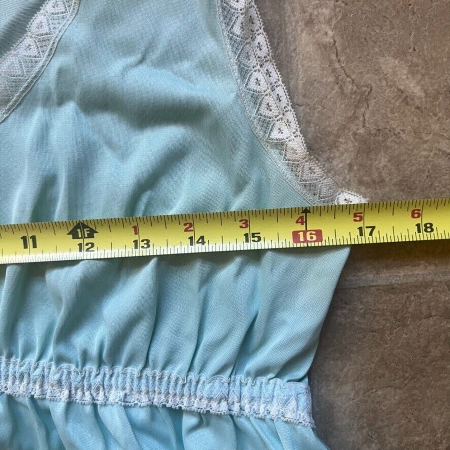 Vintage 60s Babydoll Slip Dress M Blue Lace Trim Coquette Fairy Dainty Feminine