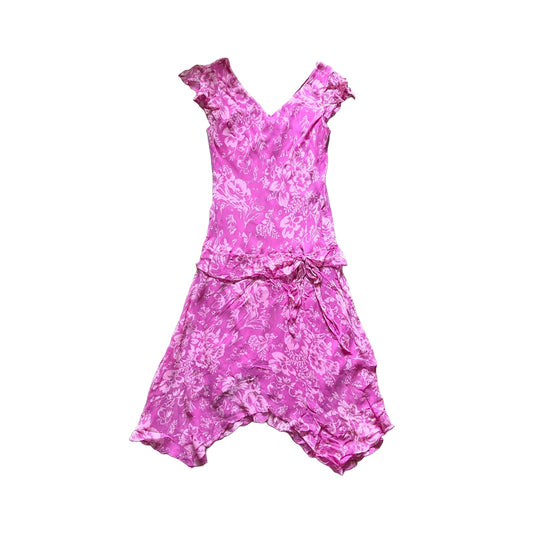 Vtg Y2K Jonathan Martin Midi Dress 100% Silk Floral Fairy Feminine Elle Woods