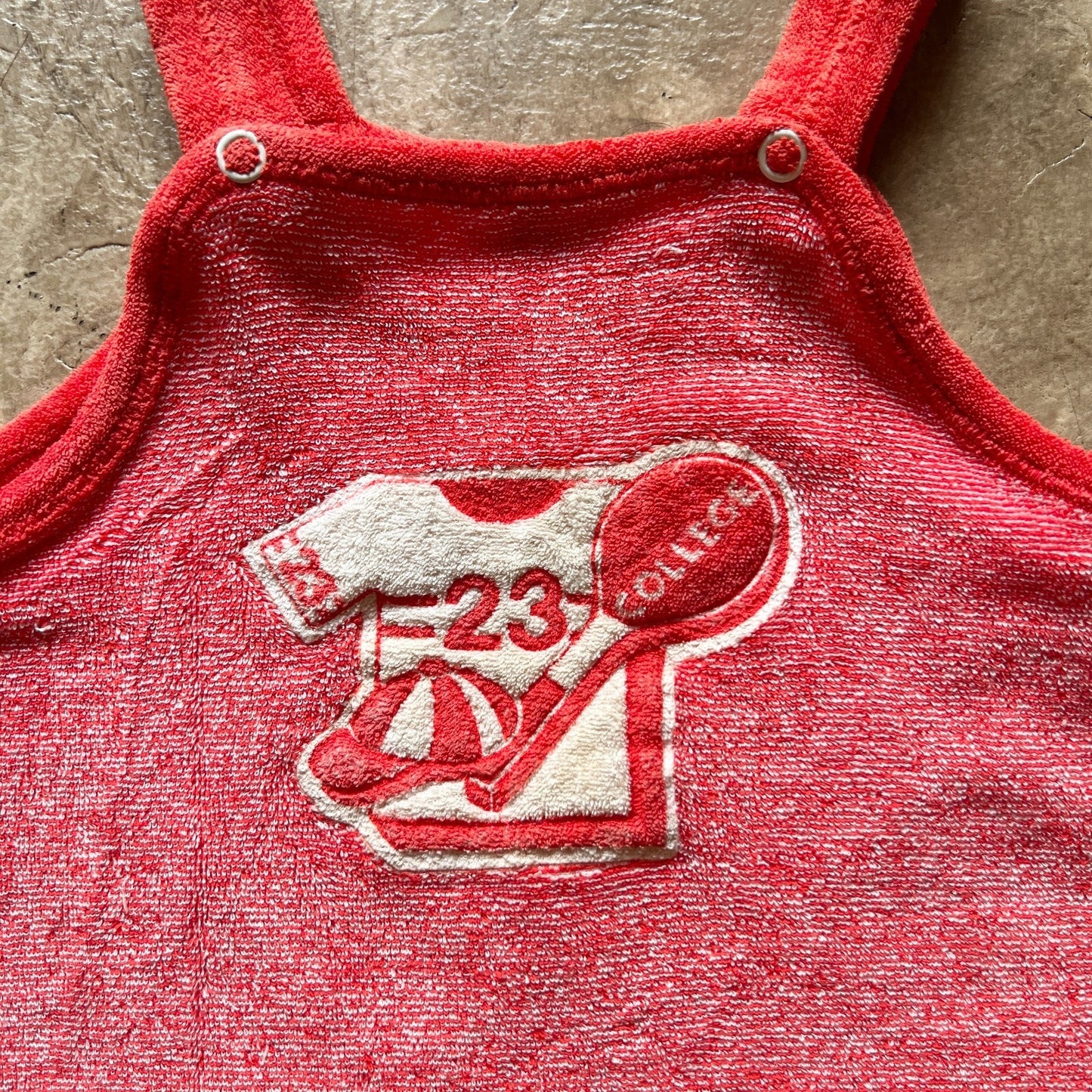 Vtg 70s Petite Bateau Terrycloth Pinafore Dress 2T Red Beach Pool Summer Sporty